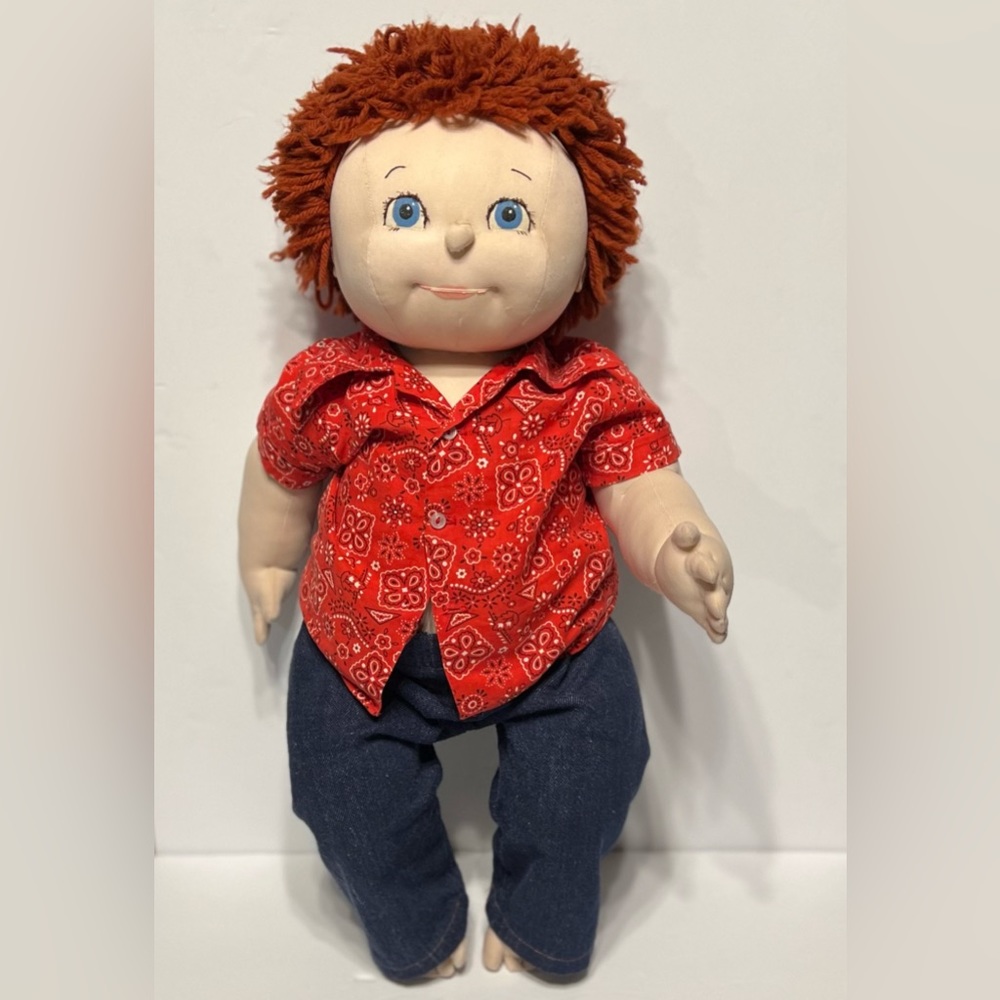 Vintage handmade fabric doll 22”